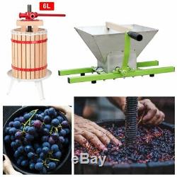 6L Presse-Fruits Pressoir à Vin avec 7L Broyeuse à Fruits Traubenmühle Manivelle