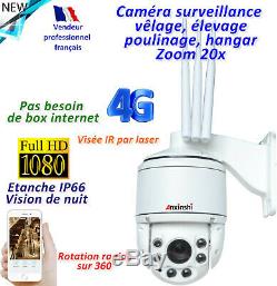Caméra 4G rotative 360° réels- Zoom 20x -Sans box Internet- Surveillance élevage