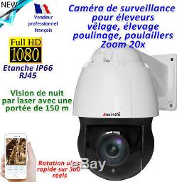 Caméra IR visée laser 150m 360° réels IP66 Zoom 20x