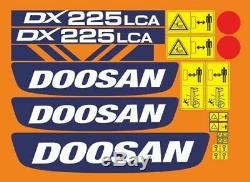 Doosan DX225LCA Set complet autocollant / adhésif / autocollant pour excavatrice