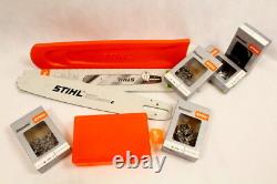 STIHL Ensemble Guide Rail 9417 45cm 1,6 3/8 + Protection Boîte 5x Chaînes Plein