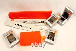 STIHL Guide Rail 3003 000 5221 50cm 1,6 3/8 + Protection Boîte 5x Chaînes Moitié