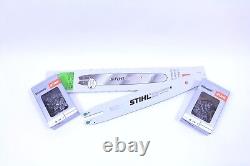 Stihl Ensemble Guide Rail 3003 000 6053 90cm 1,6 3/8 + 2 X Chaînes Pleine