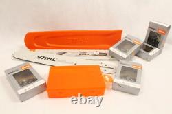 Stihl Ensemble Guide Rail 35cm 3/8 1,3 7409+ Protection + Boîte + 5x Chaîne