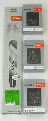 Stihl Rail 35cm 3/8 P/1,3 Rollomatic 3005 000 4809 + 3x Stihl Vollmeisselkette