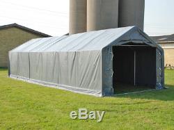 Tente de Stockage Tente Abri PRO 4x12x2x3,1m, PVC, Gris