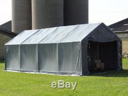 Tente de Stockage Tente Abri PRO 4x6x2x3,1m, PVC, Gris