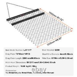 VEVOR Herse Traînée à Chaîne 1550x1235 mm pour Nivellement de Terrain Gazon VTT