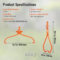 VEVOR Pince Forestière de Levage Rotative pour Troncs Bûches 812,8 mm 2 Griffes