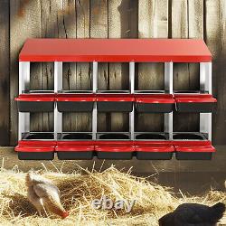 VEVOR Pondoir à Poules 10 Compartiments Boîte en Métal avec Nichoirs Inclinés