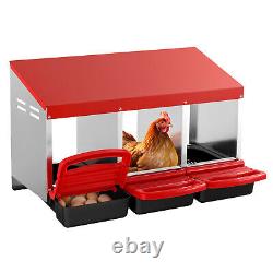 VEVOR Pondoir à Poules 3 Compartiments Boîte en Métal avec Nichoirs Inclinés