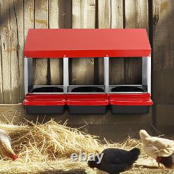 VEVOR Pondoir à Poules 3 Compartiments Boîte en Métal avec Nichoirs Inclinés