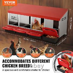 VEVOR Pondoir à Poules 4 Compartiments Boîte en Métal avec Nichoirs Inclinés